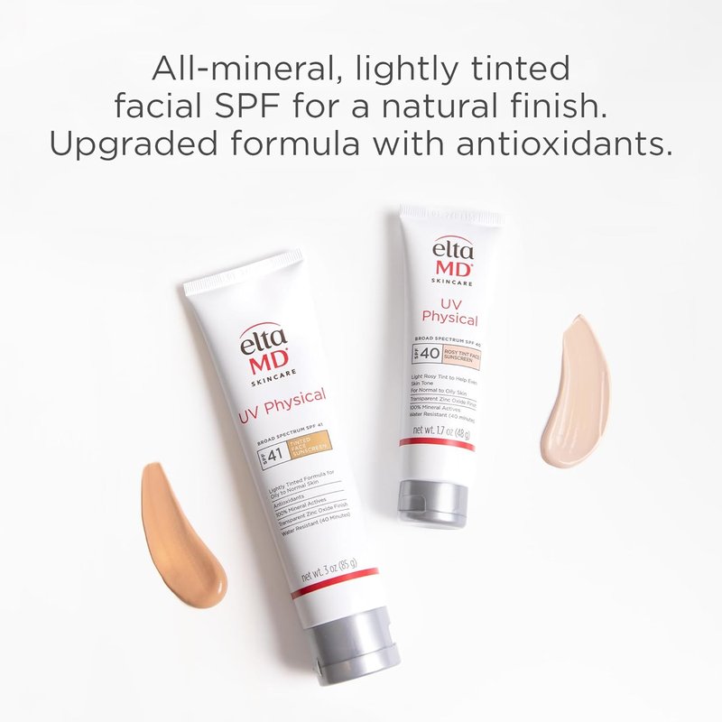 EltaMD UV Physical Tinted Sunscreen SPF 44 - 100% Mineral Zinc Oxide Formula for Face | Lightweight & Sheer Finish