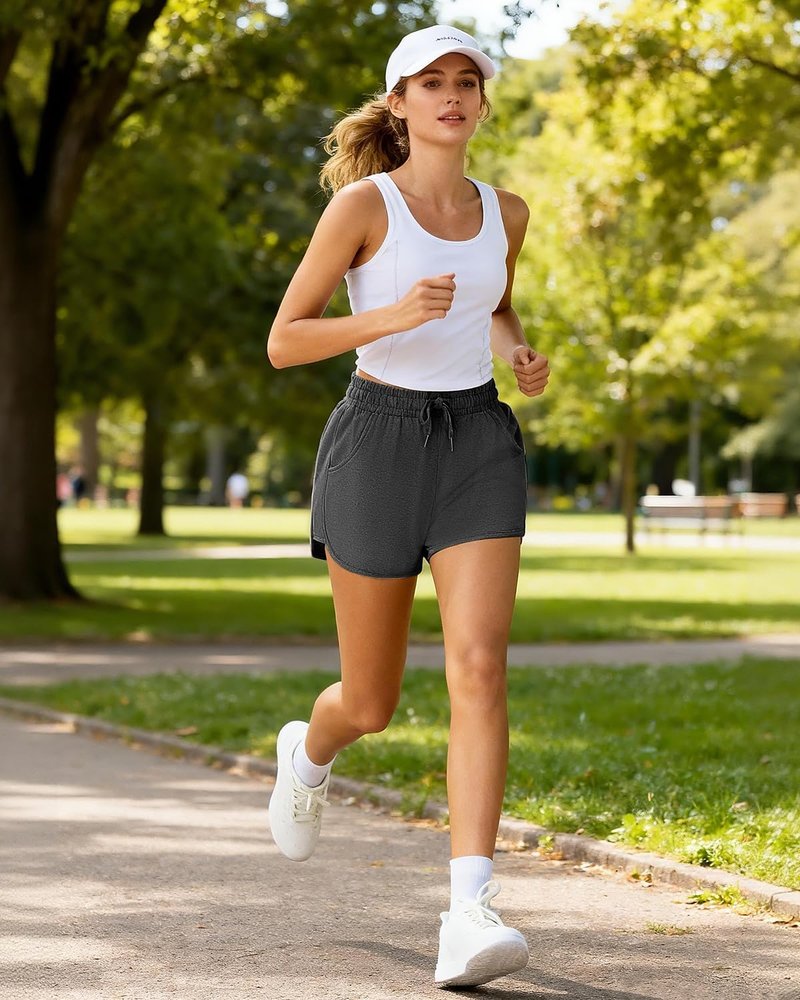 Athletic Sweat Shorts for Women - Running Dolphin Style with Pockets | Summer Gym Lounge Wear