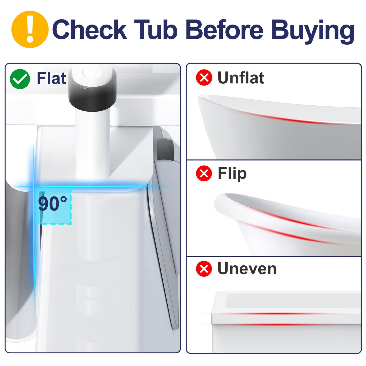 Adjustable Height Bathtub Handle Grab Bar, Bathtub Safety Rail & Shower Grab Bars for Seniors, Baby, Elderly, and Disabled, Fits 3"–7" Tub Walls, Waterproof Non-Slip Handle and Holds 300lbs