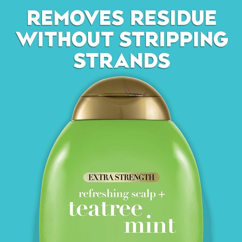OGX Extra Strength Refreshing Scalp + Teatree Mint Shampoo, Invigorating Scalp Shampoo with Tea Tree & Peppermint Oil & Witch Hazel, Paraben-Free, Sulfate-Free Surfactants, 13 Fl Oz
