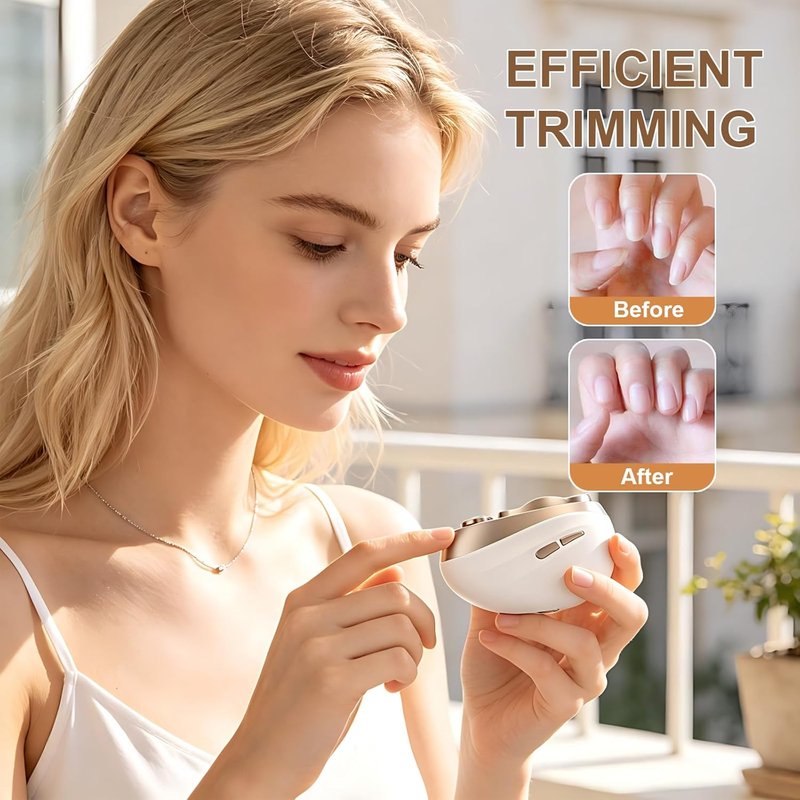 Skiennix Electric Nail Clipper - 2-Speed Rechargeable Trimmer for Seniors, Adults & Kids | Beige with Light & Dust Collector