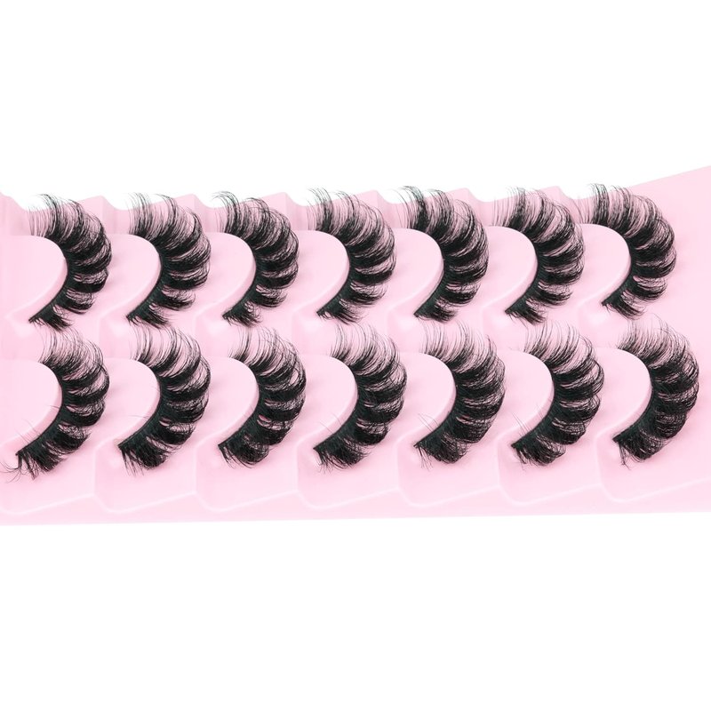 EYDEVRO Mink Lashes - Fluffy 3D Wispy False Eyelashes for Natural Look | 7 Pairs D Curl Strip Lashes