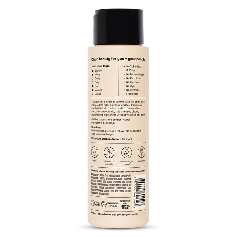 Odele Volumizing Sulfate-Free Shampoo, Adds Moisture, Shine, and Fullness for Straight or Wavy Hair Types, 13 Fl Oz