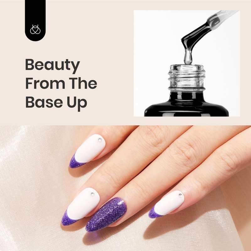 beetles Gel Polish Gel No Wipe Base Coat,15ml for Gel Nail Polish Soak Off LED Nail Lamp Base Coat Upgraded Formula Long-Lasting DIY Home and Nail Salon