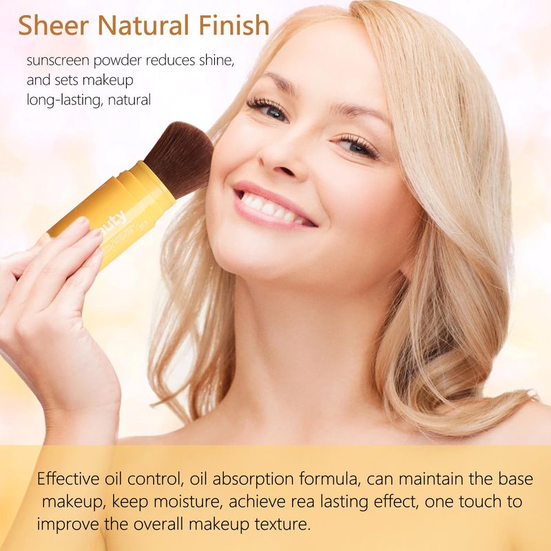 Mineral Sunscreen Setting Powder, SPF 35 Brush Sunscreen Powder for Face & Scalp, Long Lasting Lightweight Breathable, Oil Control Natural Matte Finish