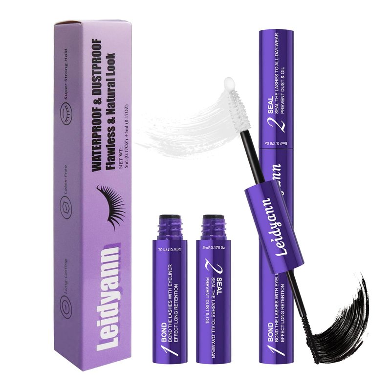 Eyelash Glue Lash Bond & Seal, 2-in-1 Adhesive for Lash Clusters & DIY Eyelash Extensions, 72H Waterproof Strong Hold, Quick Dry, Smudge-Proof, Gentle Non-Irritating Formula