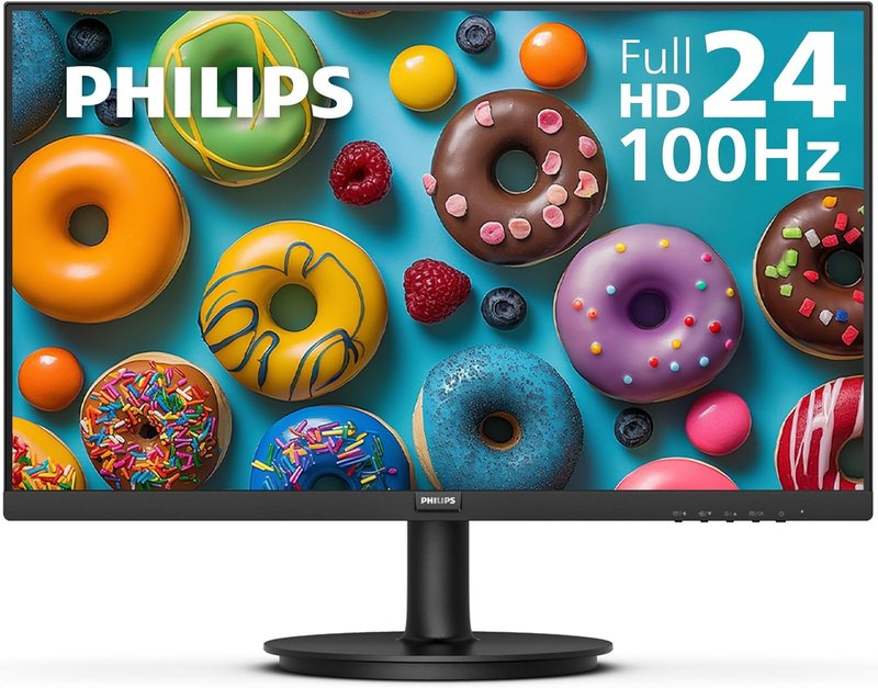 Philips 24-Inch Full HD Computer Monitor - 100Hz, Frameless Design, Eye Care | VESA, HDMI, VGA Ports