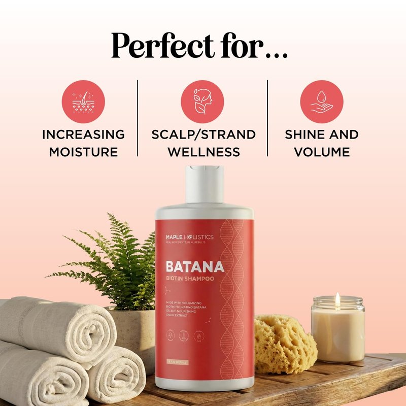 Biotin & Batana Oil Shampoo - Volumizing Formula for Thinning Hair with Onion, B Vitamins & Argan Oil | 16 Fl Oz