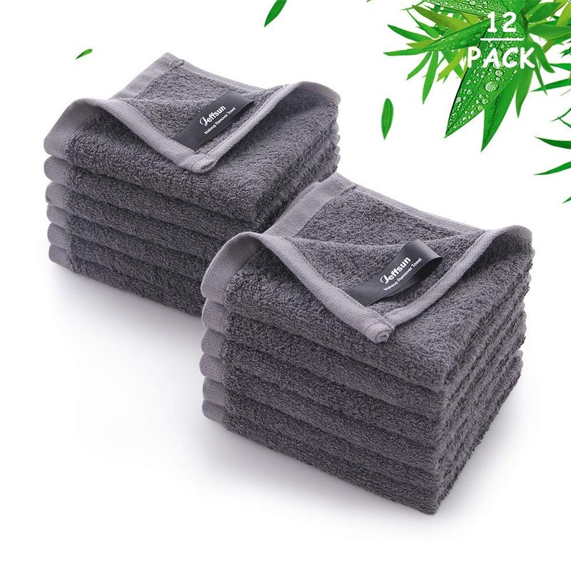 JEFFSUN Wash Cloths for Face and Body, Super Soft and Skin Friendly Face Towels on Sensitive Skin, Reusable Makeup Eraser Rags, Easy to Rinse Facial Cleaning Cloths Pack with Hang Loop