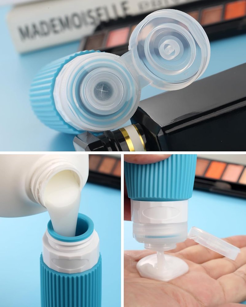 Mrsdry Travel Bottles - TSA Approved 3 oz Silicone Containers for Toiletries | 8 Pack with Clear Bag