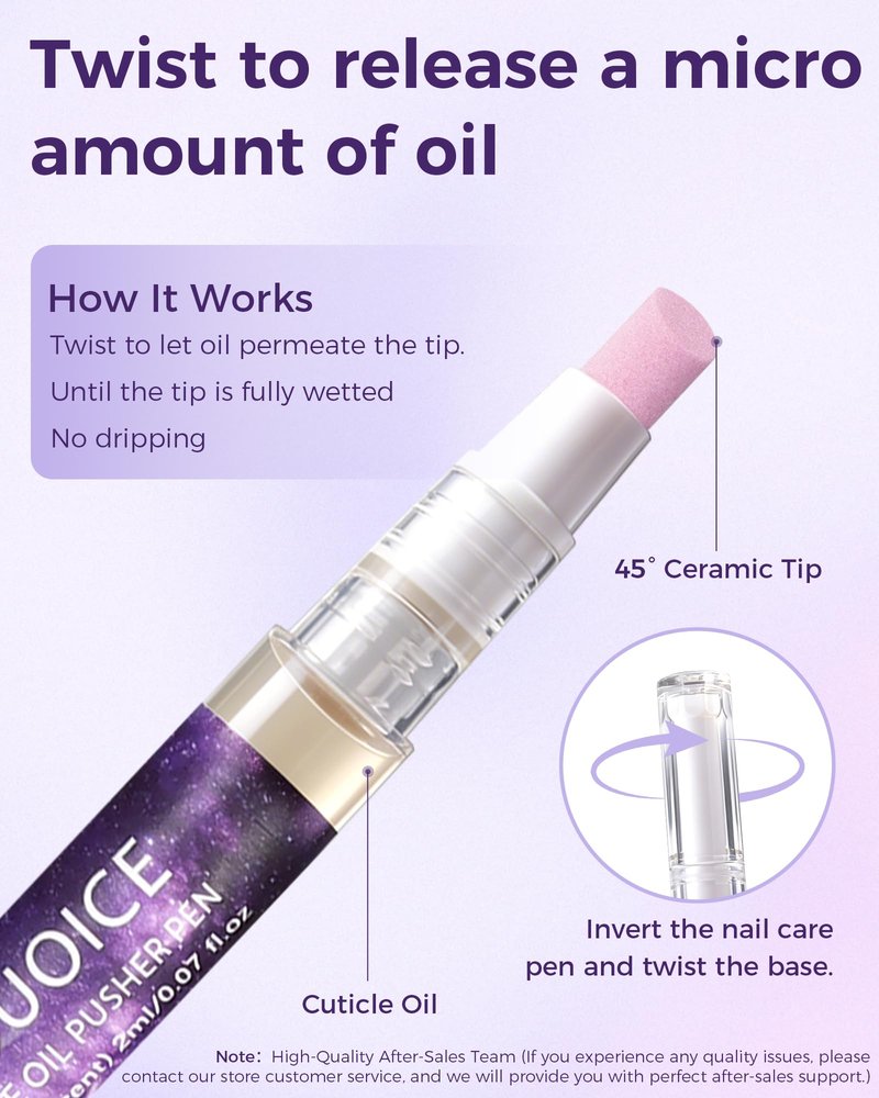 3 Pack Ceramic Cuticle Oil Pusher Pen, Cuticle Remover Pen with Micro-Dosing Oil, Moisturizing Nail Care, Suitable for Dry & Damaged Nails, Hydrates & Strengthens