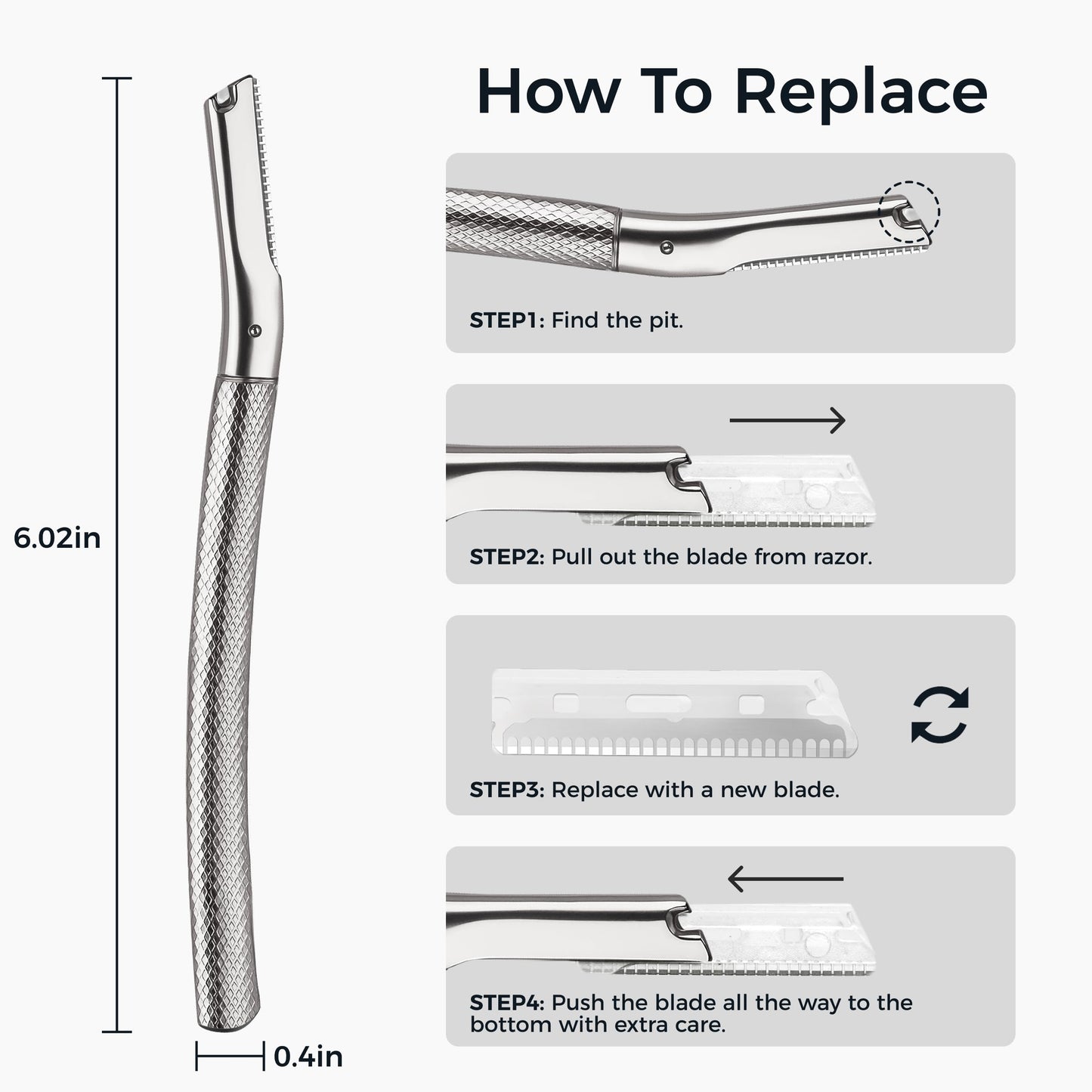 ZOMCHI Eyebrow Razor, Face Razors for Women&Men, Eyebrow Trimmer Shaper with Precision Cover,Facial Shaver with 6 Blades (Silver)