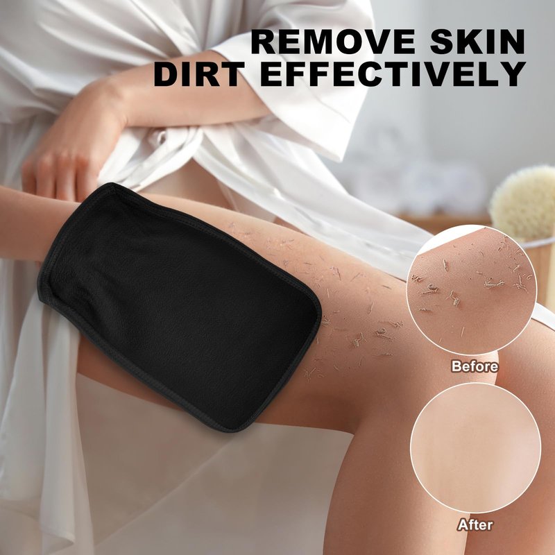 Vojriky 1PCS Durable Body Scrub, Dead Skin Remover & Body Scrubber Exfoliator, Body Exfoliating Gloves for Shower, washcloth exfoliating, exfoliating Glove for Smooth Skin (black)
