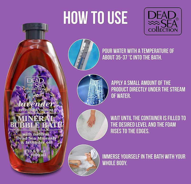 Dead Sea Collection Bubble Bath for Women and Men - with Lavender Oil and Pure Minerals - Nourishing and Moisturizing Skin - 33.8 Fl. Oz