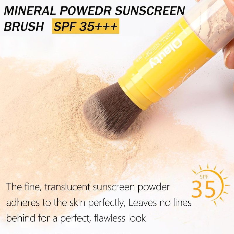 Mineral Sunscreen Setting Powder, SPF 35 Brush Sunscreen Powder for Face & Scalp, Long Lasting Lightweight Breathable, Oil Control Natural Matte Finish