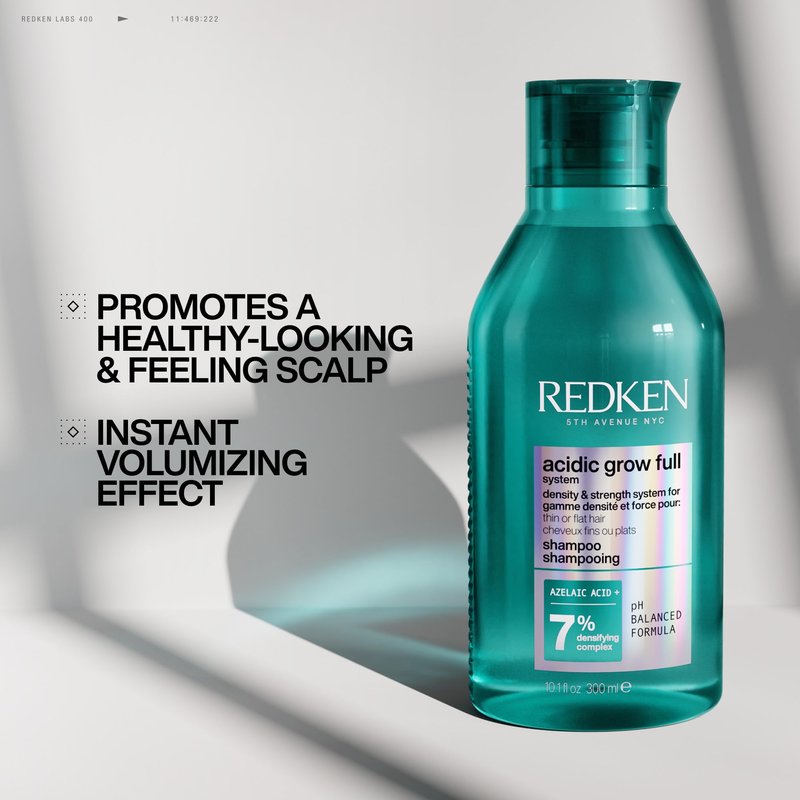 Redken Acidic Grow Full System Densifying Shampoo - Lightweight Shampoo for Fuller, Thicker-Looking Hair, Gentle Cleansing & Scalp Moisturizing, With Azelaic Acid, 33.8 Fl Oz