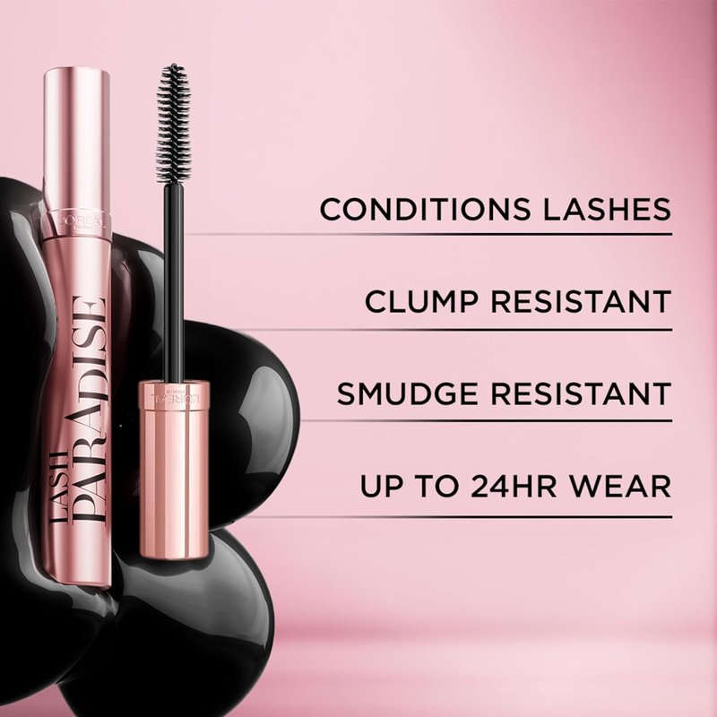 L'Oreal Paris Makeup Voluminous Lash Paradise Mascara, Voluptuous Volume, Intense Length, Feathery Soft Full Lashes, No Flaking, No Smudging, No Clumping, Blackest Black, 0.25 Fl Oz (Pack of 2)