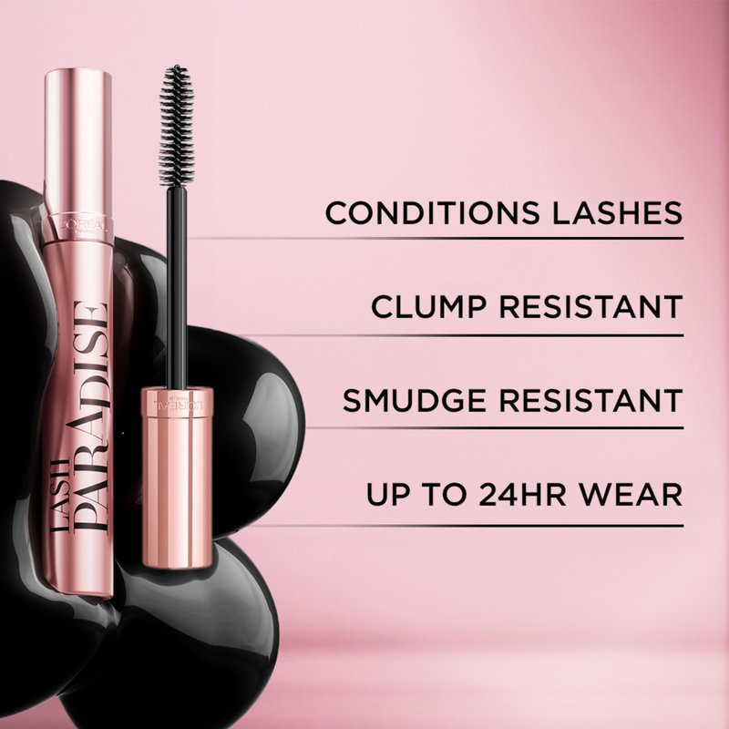 L'Oreal Paris Makeup Lash Paradise Waterproof Mascara, Voluptuous Volume, Intense Length, Feathery Soft Full Lashes, No Smudging, No Clumping, Black, 0.25 Fl Oz (Pack of 1) Packaging May Vary