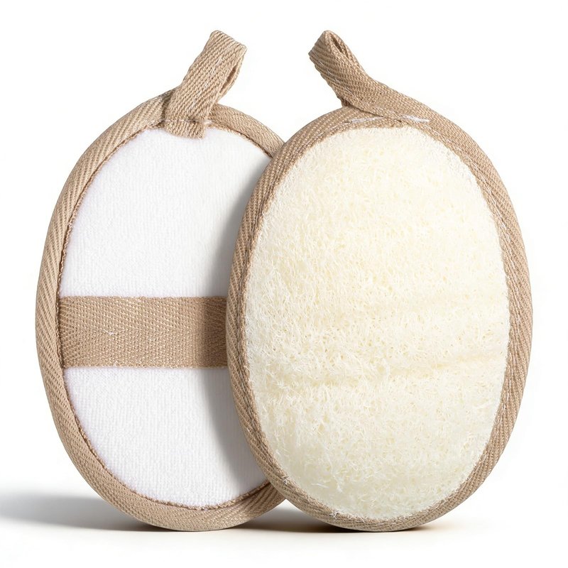 2Pcs Natural Loofah Exfoliating Body Scrubber, Made with Natural Egyptian Shower loofa Sponge, Shower Exfoliator for Women and Men, Loofah Exfoliating Body Scrubber for Bath