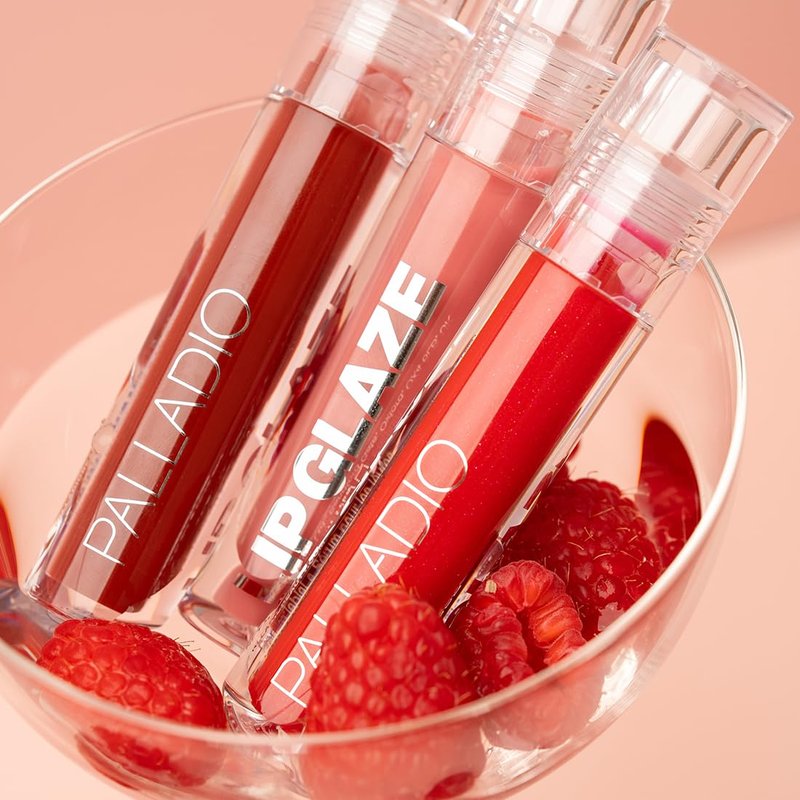 Palladio Lip Glaze Serum - Hydrating Lip Gloss with Peptides & Hyaluronic Acid for Plump, Smooth Lips | Vegan, High-Shine (Blush Brulee)