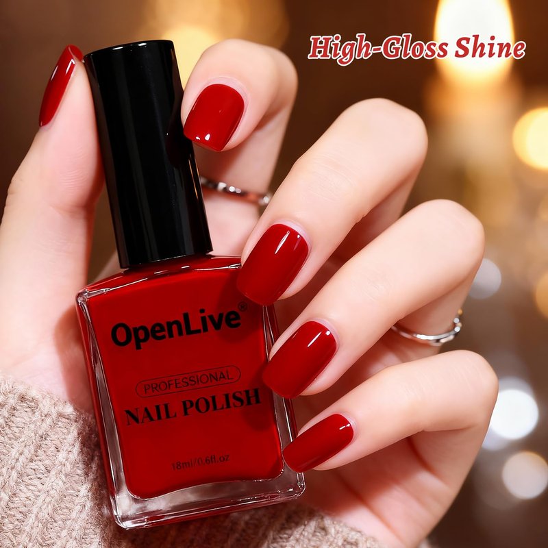 OpenLive 18ml Red Nail Polish Large Volume Quick Drying Nail Polish, Fast Drying and Long Lasting Color Nail Art DIY Home Manicure Gift for Women