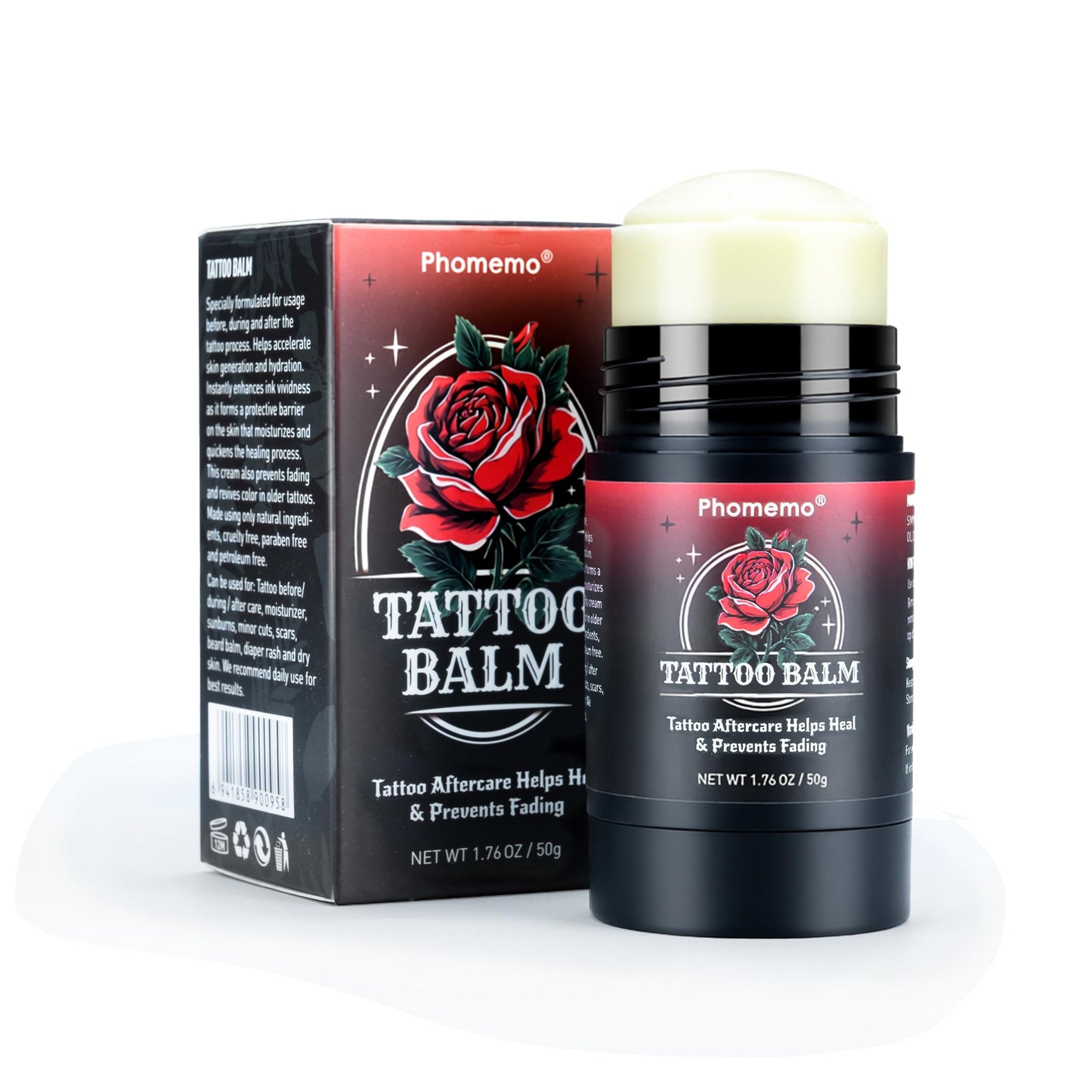 Phomemo Tattoo Aftercare Balm, 1.76oz Tattoo Balm Butter for New & Old Tattoos Healing, Moisturizing, Brightening, 100% Natural & Petroleum-Free Tattoo Cream