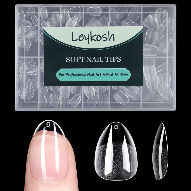 Skiennix Extra Short Almond Nail Tips - 216pcs Acrylic Set with Nail Glue & Remover | No Curing Needed