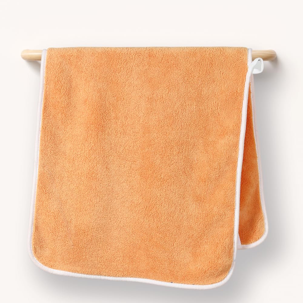 Adwize Microfiber Hand Towels, 14" x30", Set of 5, Highly Absorbent Towels, with Hanging Loop, Fluffy, Orange