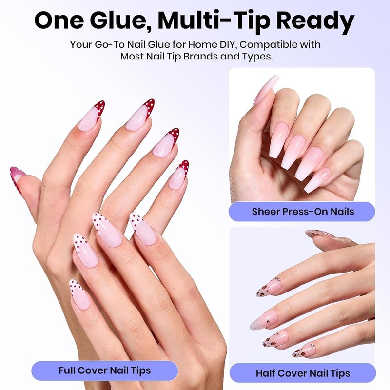 Beetles Nail Glue Gel - 9 In 1 Self-Leveling Extension Gel | 2Pcs 20ml for Tips & Press-On Nails