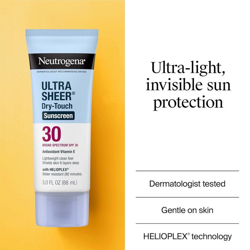 Neutrogena Ultra Sheer Sunscreen SPF 30 - Lightweight, Non-Greasy, Water Resistant | 3-Pack, 3 fl oz Each