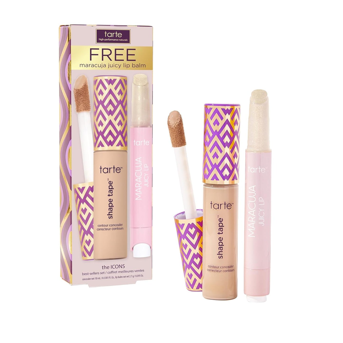 Tarte Shape Tape Concealer & Maracuja Juicy Lip Duo - Full Coverage for Dark Circles | Hydrating Lip Gloss Balm