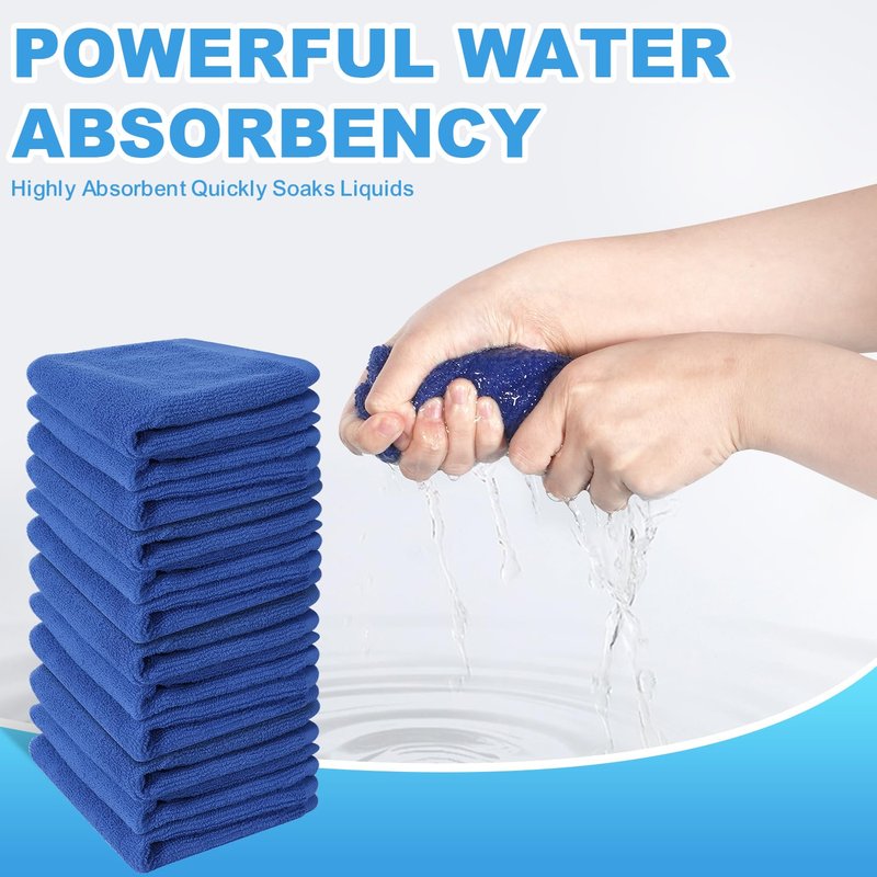 Keith Lun 6 Pack 100% Cotton Wash Cloth, 12x12Inch Highly Absorbent and Soft Feel Fingertip Towels, Machine Washable Washcloths for Bathroom, Gym, Hotel, Spa and Kitchen, Blue