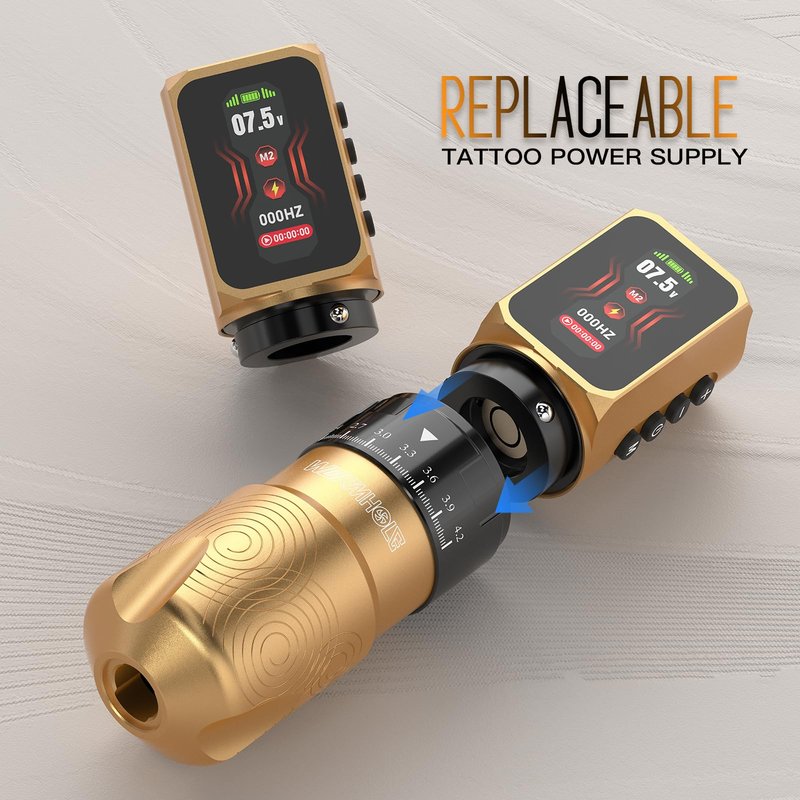 Wormhole 2 PCS 2300mAh Batteries Tattoo Gun Kit Wireless Tattoo Machine Kit – 7 Adjustable Stroke, Smart Display with 3 Memory Slots, 3 Working Modes,2 Xtreme Tattoo Ink for Artists WTK0232
