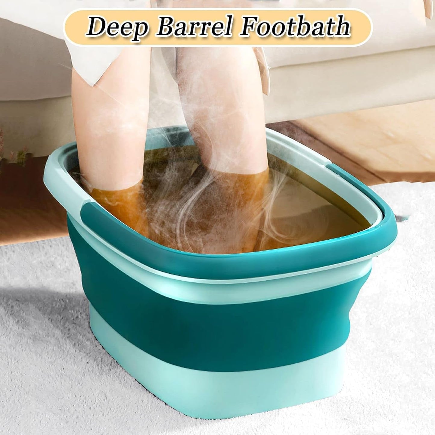 WMHYLYH Collapsible Foot Spa Bath Massager for Dry Cracked Feet, Feet Soaking Tub with Massage Acupoint, Pedicure Foot Soak Basin Plastic Bucket with Handle(Green)