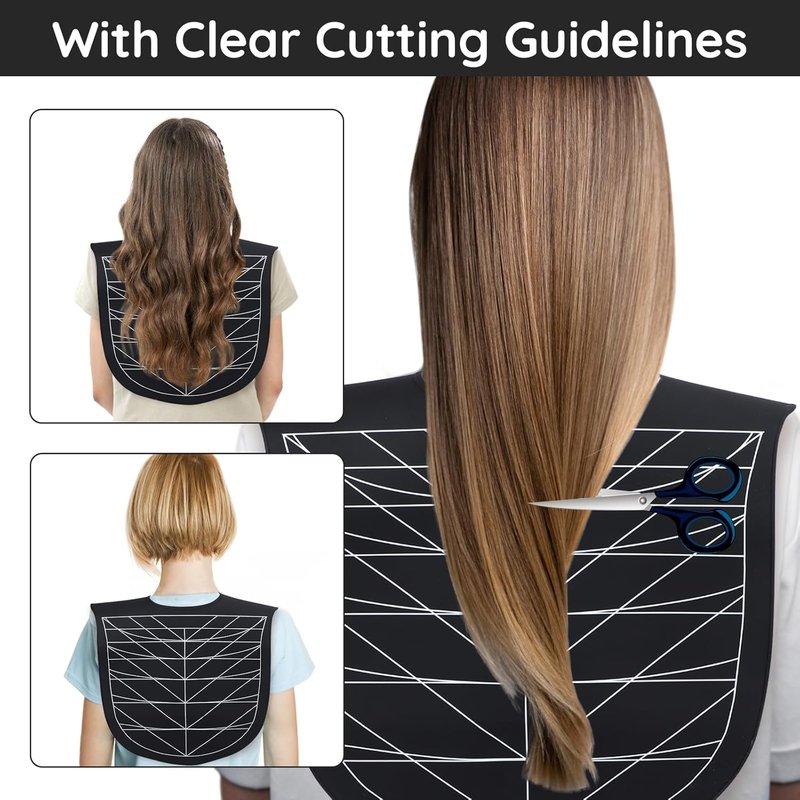 Hair Cutting Guide Mat - Waterproof Silicone Cutting Mat for Professionals | Black, Longer Design with Weighted Neck Wrap