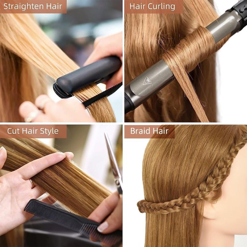 Mannequin Head - 80% Human Hair Cosmetology Training Tool | 28'' Doll Head for Hairdressers