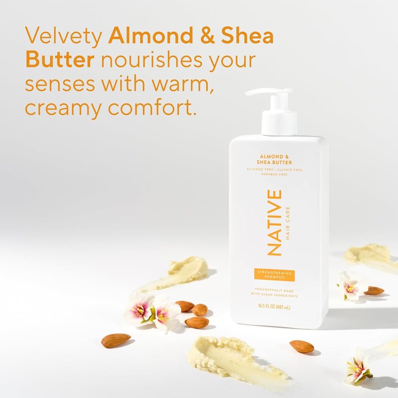 Native Shampoo & Conditioner - Naturally Derived, Sulfate & Dye Free | Almond & Shea Butter, 16.5 fl oz Each (2 Pack)