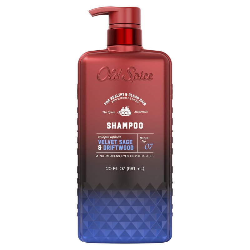 Old Spice Mens Shampoo, The Spice Alchemist Collection, 24/7 Cologne-Infused Velvet Sage & Driftwood Scent, Free of Parabens & Phthalates, 21.9 fl oz