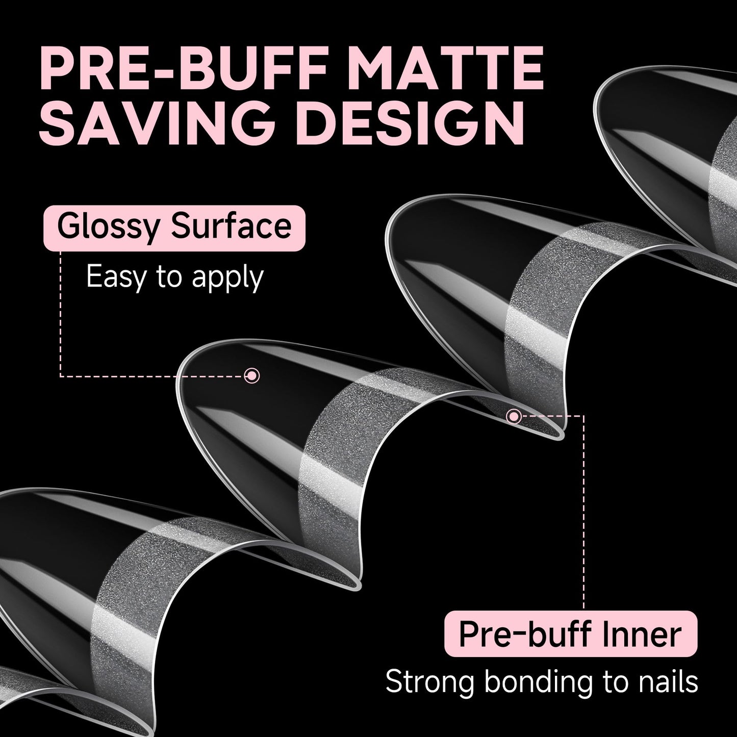 UNA GELLA Almond Nail Tips, 312PCS Half Cover Almond Shape Nail Tips Soft Gel Tips 12 Sizes Pre-shape Acrylic Clear False Nails with Handles for Press on Nails Extension DIY Home Salon