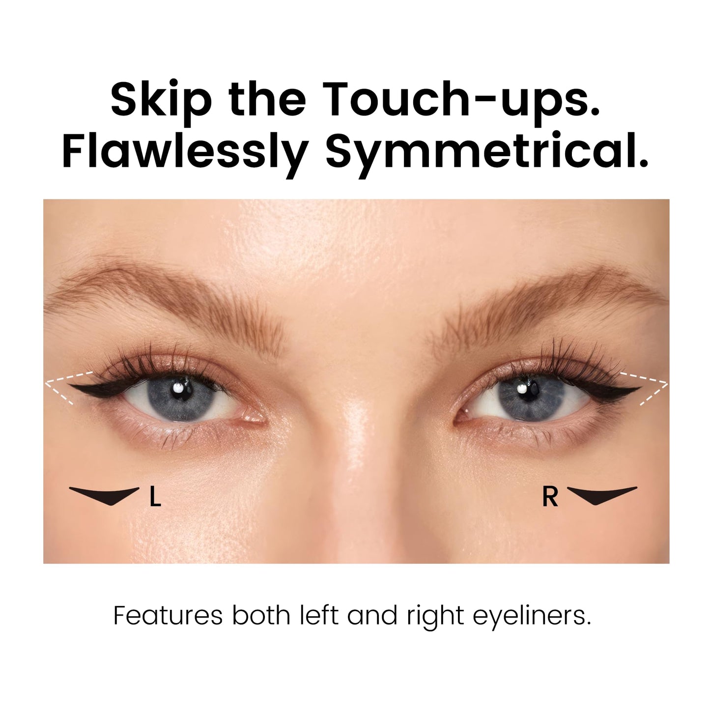 Unicos Winged Eyeliner Stamp - 90° Ergonomic Cat Eye Makeup Tool with Dual-Sided L/R Symmetry, Waterproof & Smudge-Proof Liquid Eye Liner Pen, 2.1ml High Capacity, Long Lasting Finish, 15mm