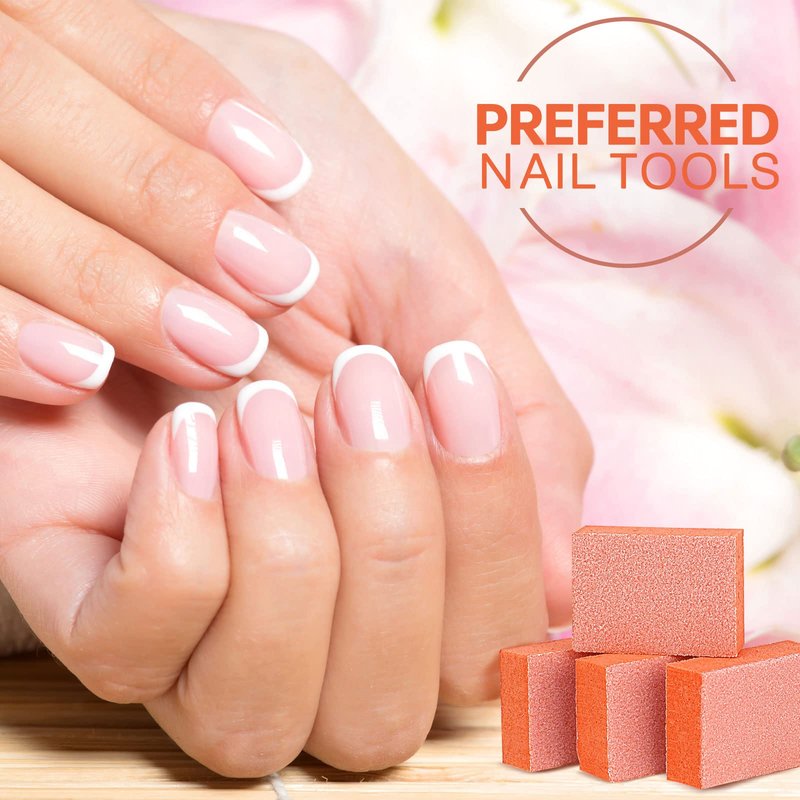 Maryton Mini Nail Buffer Blocks - 180/240 Grit Professional Salon Orange Buffers - Buff Nails Prior to Application of Gel Polish, Acrylic, 50 Count