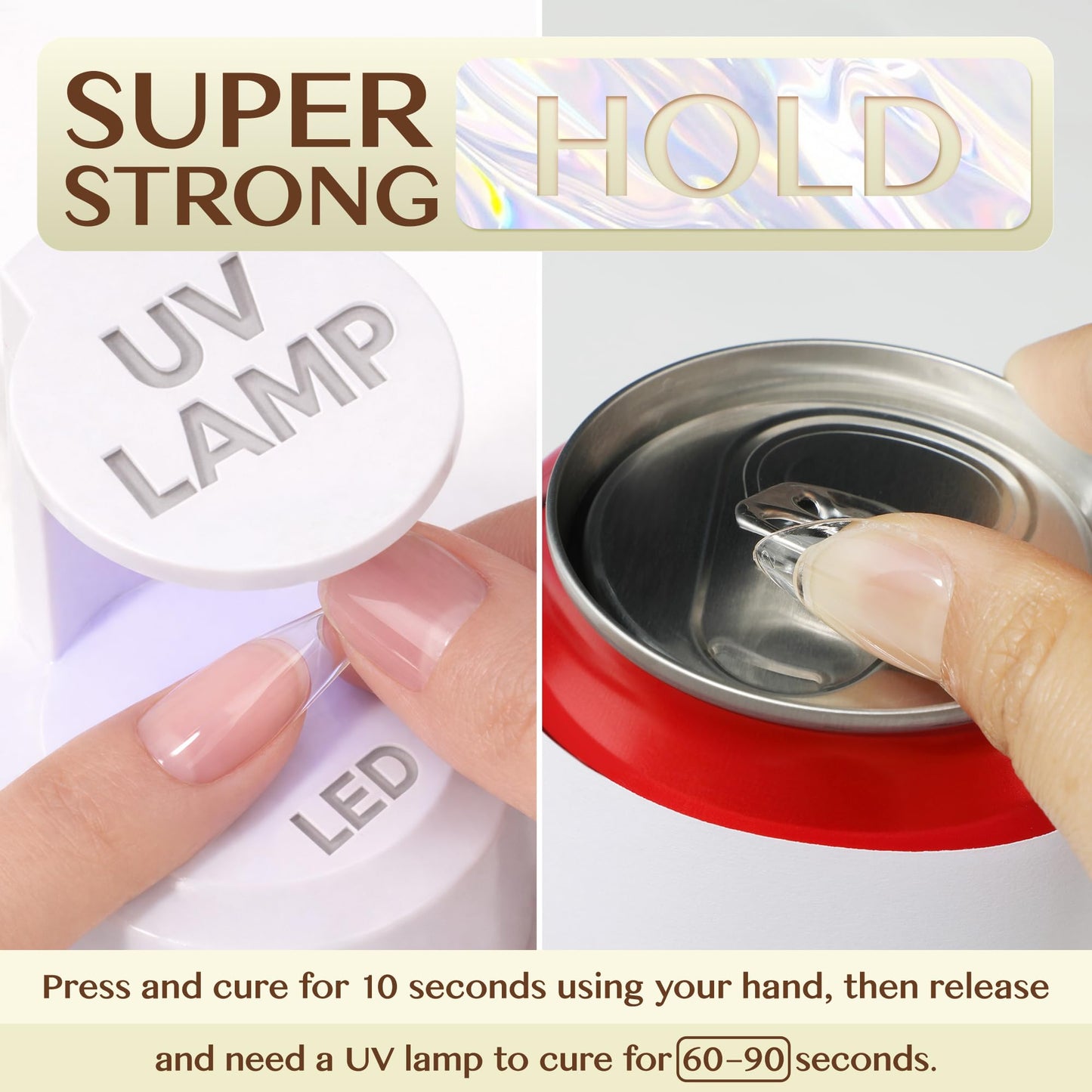 UNA GELLA 6 in 1 Gel Nail Glue for Clear Acrylic Nails Tips, 2Pcs 15ml Super Strong Brush U V Nail Glue Long Lasting Lamp Curing Required for Fake Nails Tips