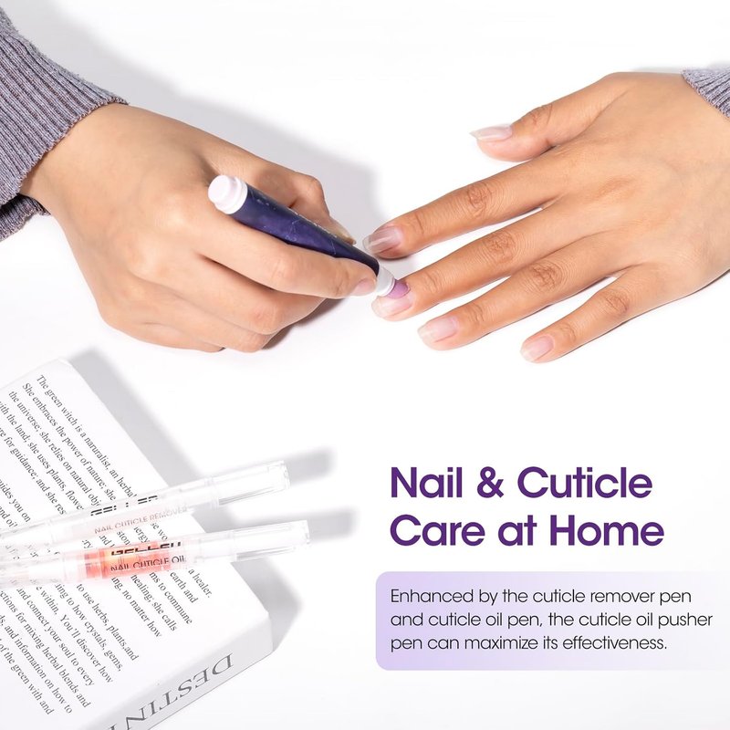 Gellen Cuticle Pusher Oil Pen Set - 3-Piece Nail Care Treatment for Hangnails & Damaged Nails | Ceramic Remover & Oil Pens