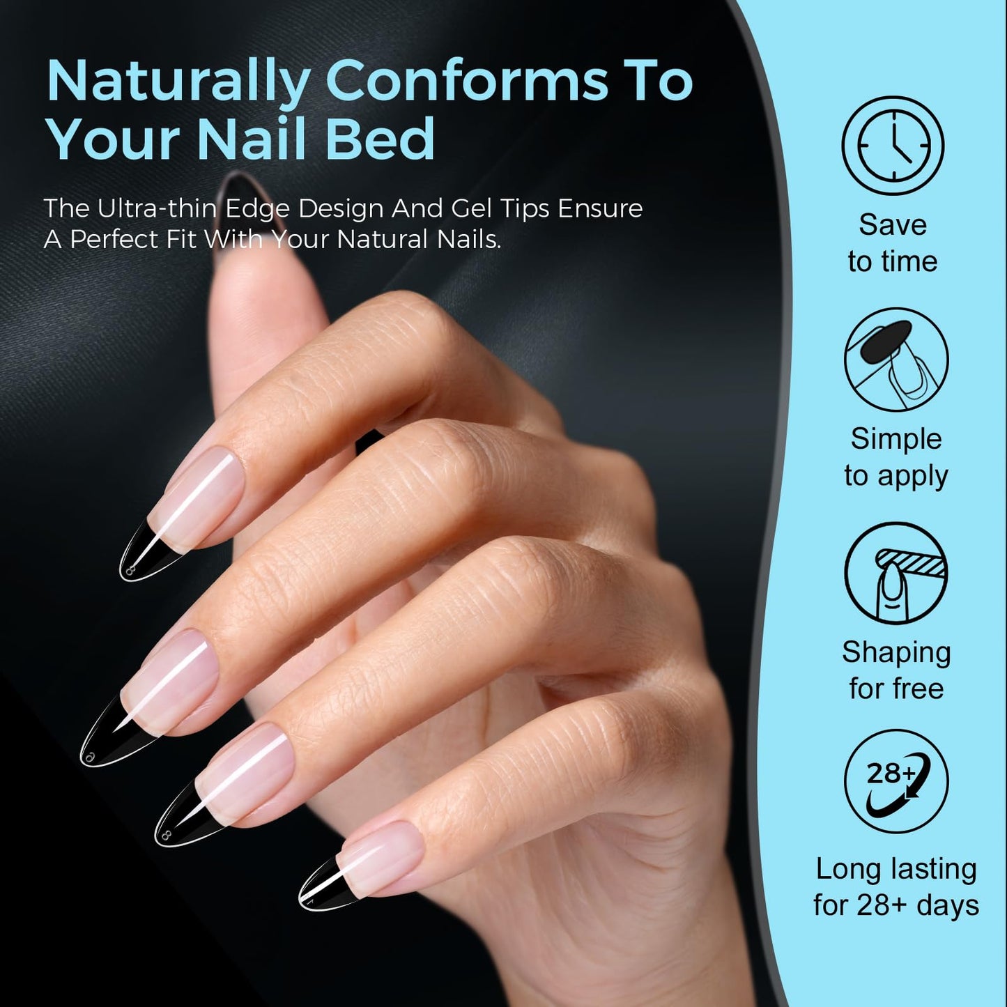 TOMICCA Medium Almond Nail Tips 510PCS, 15 Sizes Gel Nail Tips for Full Cover Half Matte Clear Acrylic Nails, Nail Tips Almond Shaped for DIY Salon, Gel Nail Extension Tips for Beginners & Nail Techs