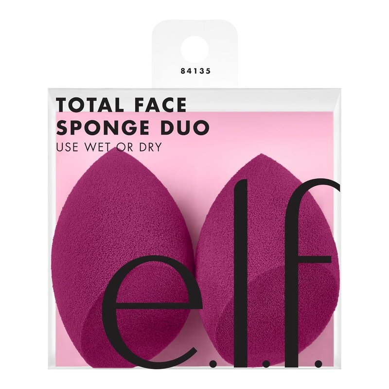 e.l.f. Total Face Sponge Duo - Plush, Multi-Sided, Latex-Free Makeup Sponges for Effortless Blending | Vegan & Cruelty-Free
