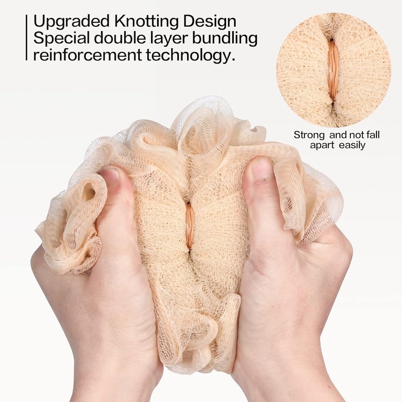Loofah Bath Sponge Set - Exfoliating Body Scrubber | 4 Pack Soft Mesh Shower Puff (50g Each)