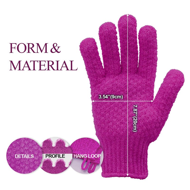 Evridwear Exfoliating Dual Texture Bath Gloves for Shower, Spa, Massage and Body Scrubs, Dead Skin Cell Remover, Gloves with Hanging Loop (1 Pair Innuendo Heavy Glove)