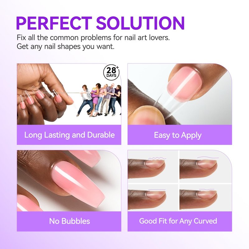 Gelike EC 6-in-1 Jelly Nail Glue Gel: Sheer Blush Pink UV Rubber Base Builder Gel for Apex Building & Short Extension – Extra Strong Adhesive for Press On & Acrylic Nail Tips for Home DIY Girls Gift