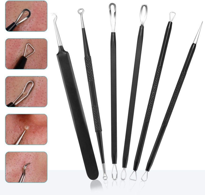 Skiennix Blackhead Remover Tool Kit - 6-Piece Professional Stainless Steel Comedone Extractors