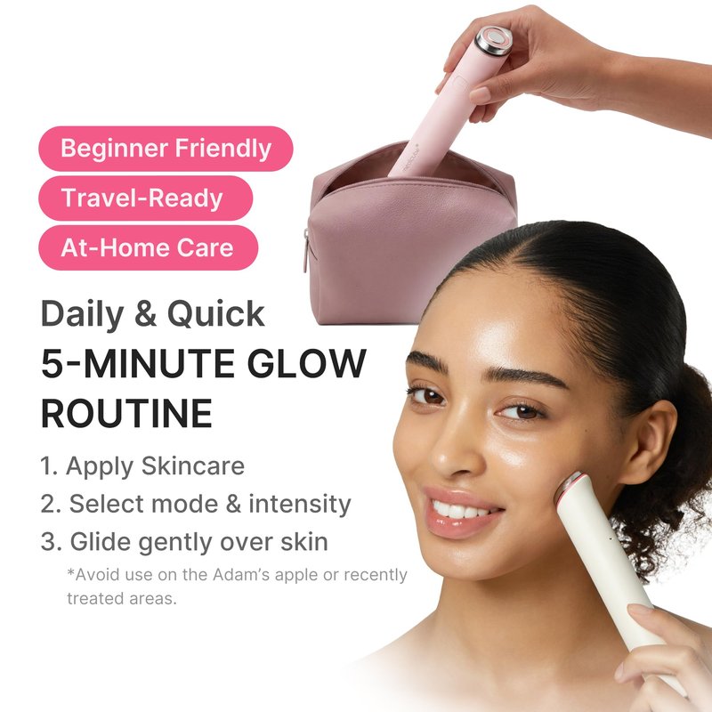 medicube Mini Booster Pro Plus | Facial Device for Radiant, Calming, and Bouncy-Looking Skin | Red, Blue, Purple 3-Mode | Portable Korean Skincare Device, At Home Care | Pink